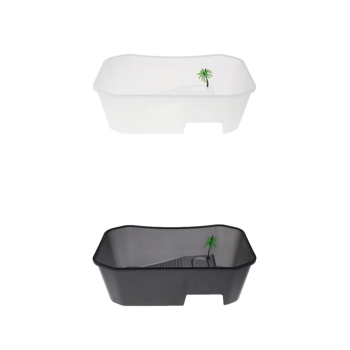 2Pcs Plastic Reptile Terrapin Tortoise Turtle Tank Vivarium Feeding Box