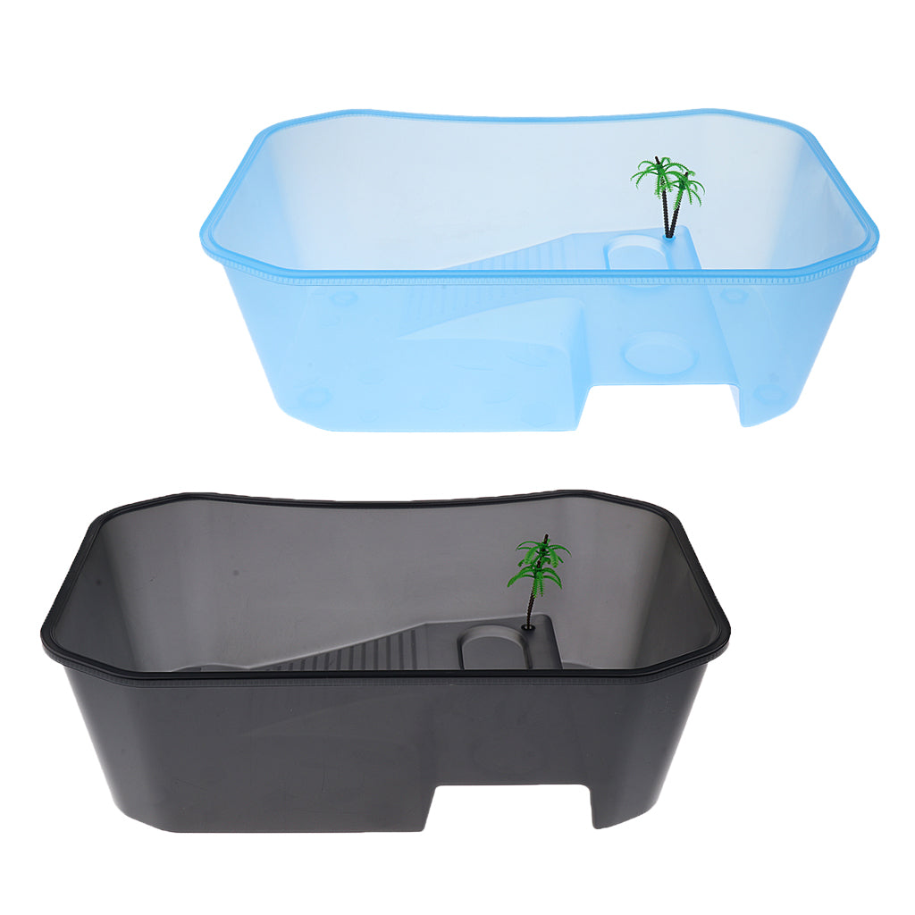 2x Plastic Reptile Terrapin Tortoise Turtle Tank Vivarium Feeding Box