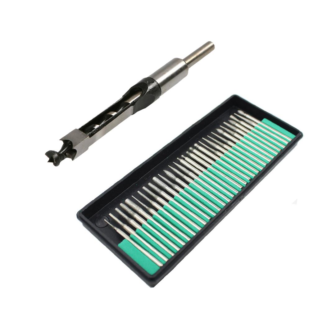 30 Grinding Head 3mm Shank + Square Hole Saw Wood Drill Bit 12mm