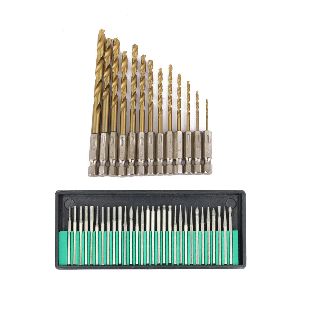 30Pcs Grinding Head 3mm Shank + 13Pcs Hex Shank Cobalt Drill Bit Set