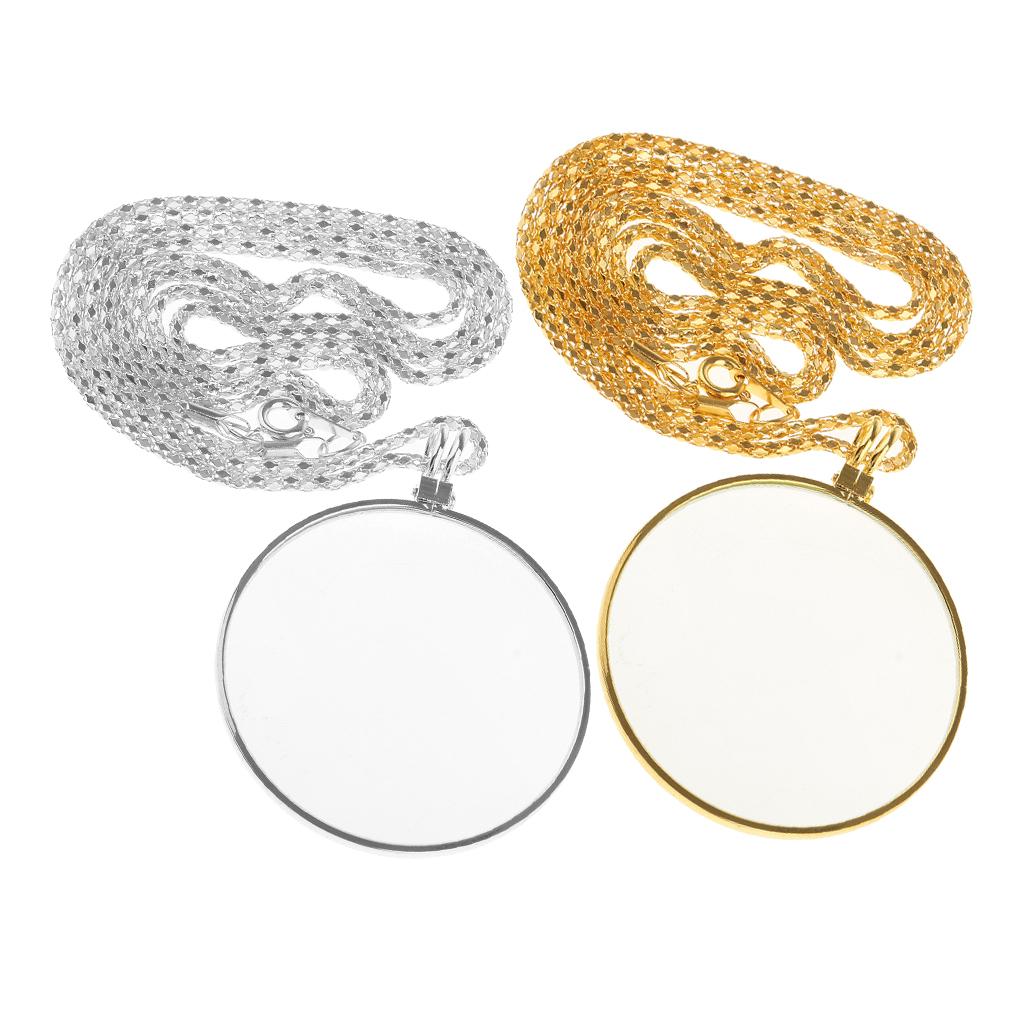 2 Pieces Necklace Chain Map Magnifying Glass Reading Magnifier Loupe 6X