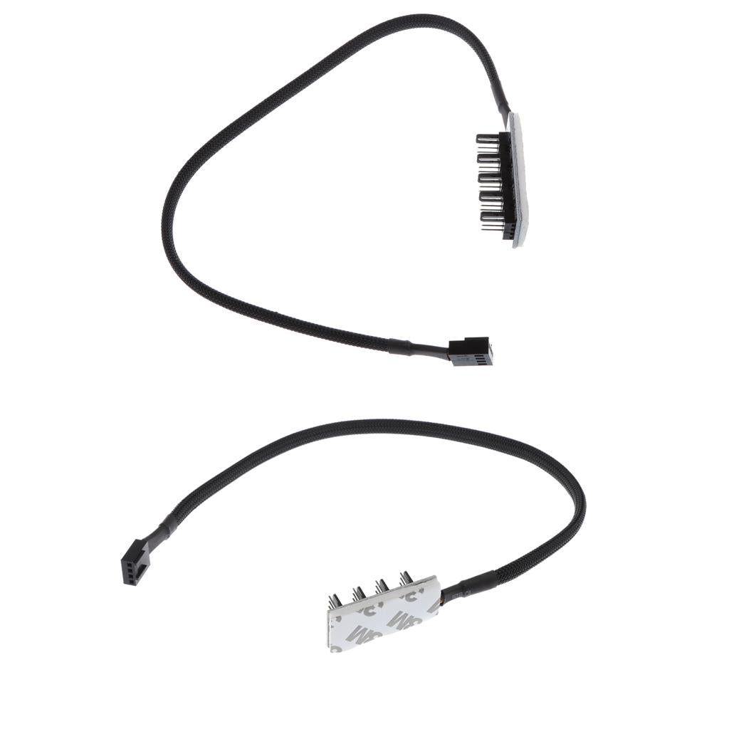 5 Way + 4Way PWM Splitter Hub 4pin/3pin CPU Computer Fan Black Sleeved 12V