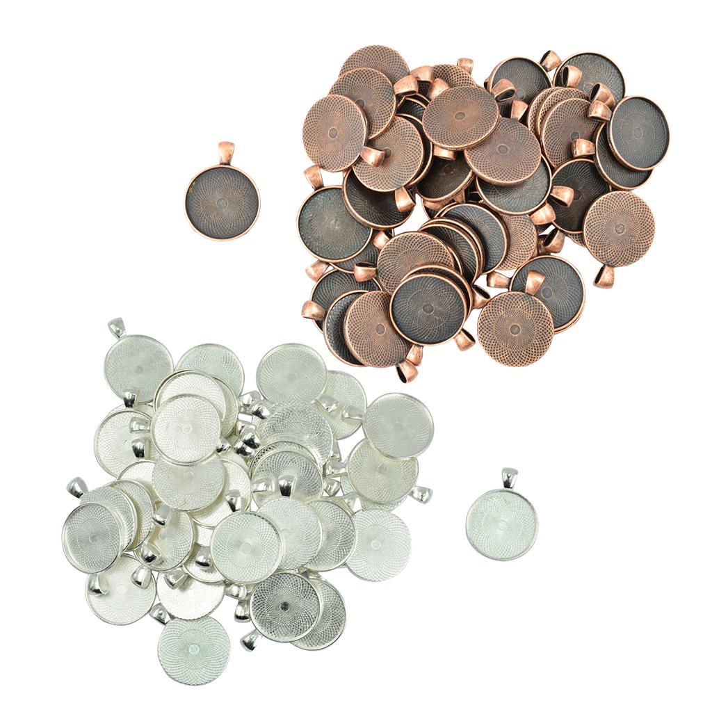 100 Pieces Blank Round Bezel Tray Base Cabochon DIY Pendant Charms Craft