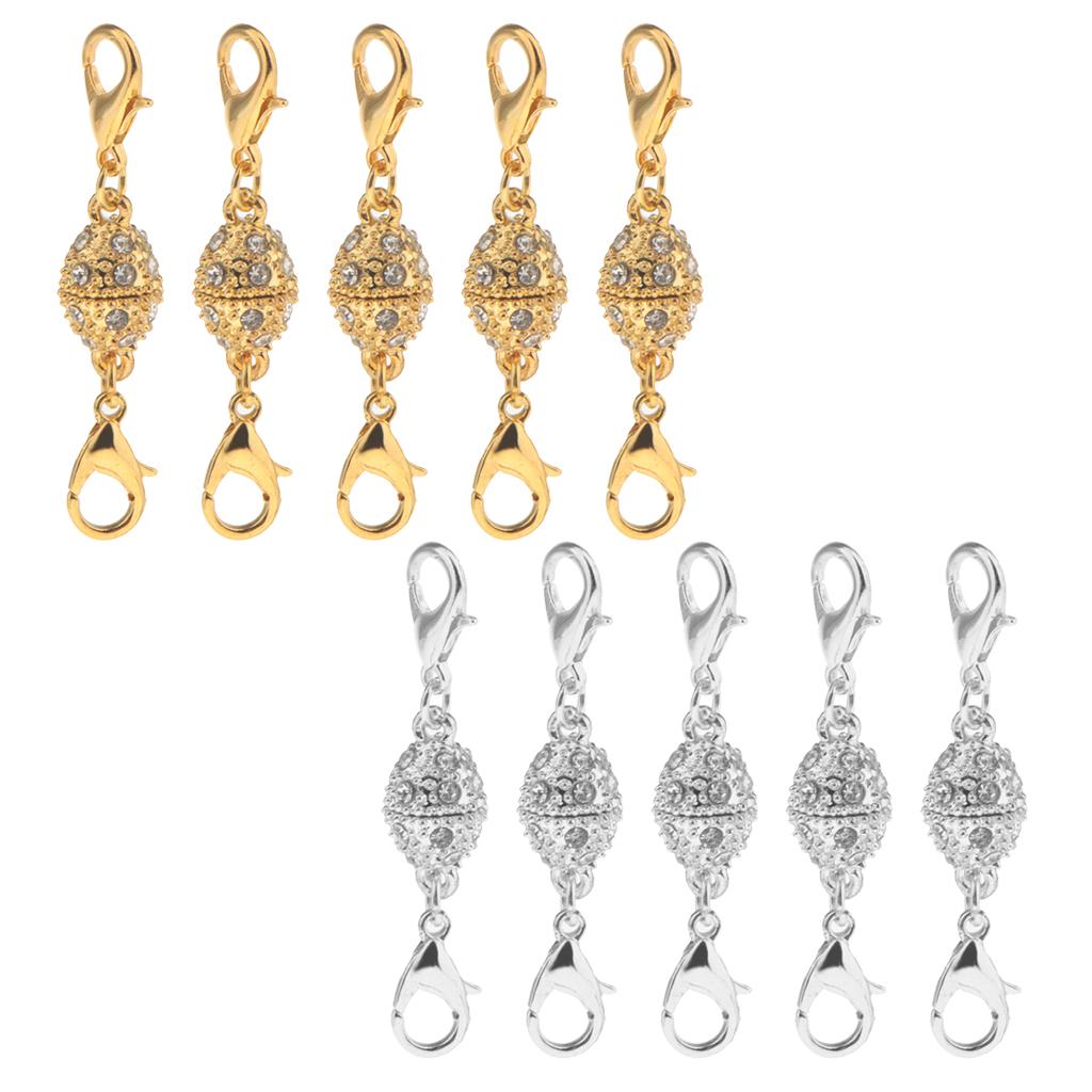 10 Piece Oval Crystal Ball Magnetic Clasps with Two Sides Lobster Hook