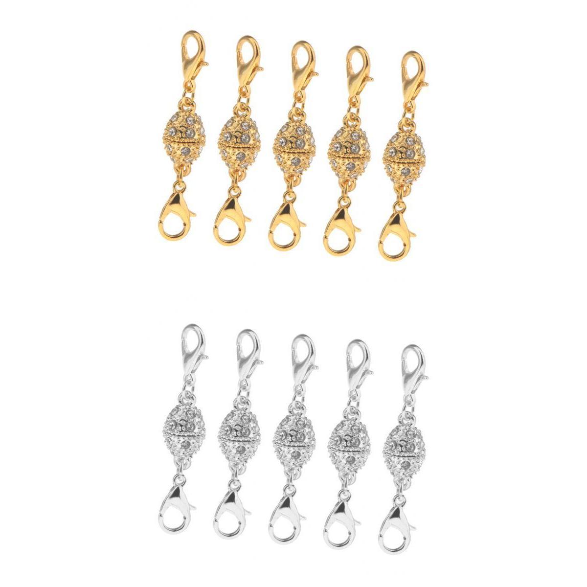 10 Piece Oval Crystal Ball Magnetic Clasps with Two Sides Lobster Hook