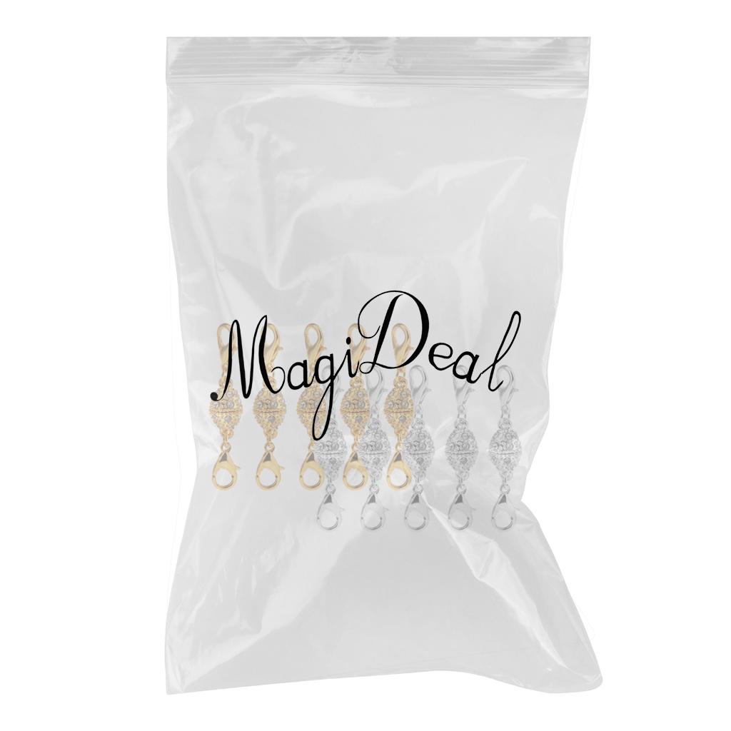 10 Piece Oval Crystal Ball Magnetic Clasps with Two Sides Lobster Hook