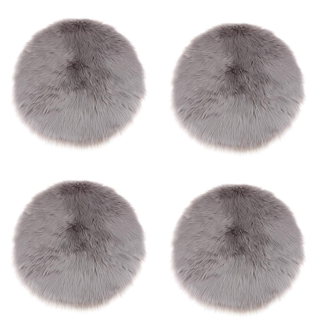 4-Pack Artificial Sheepskin Rug Home Floor Carpet Seat Cushion Grey
