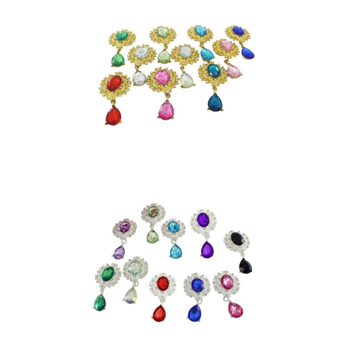 20 Pieces Assorted Color Water Drop Crystal Flatback Buttons Embellishment
