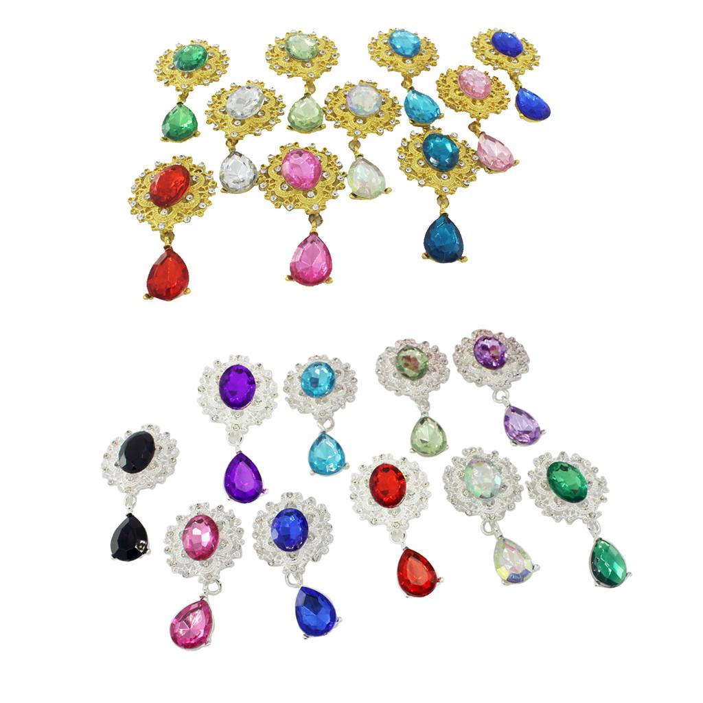 20 Pieces Assorted Color Water Drop Crystal Flatback Buttons Embellishment