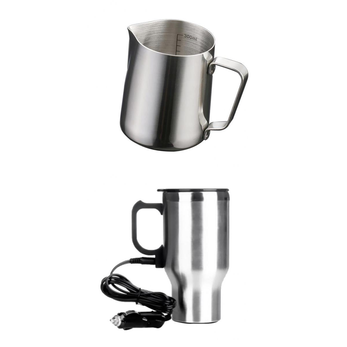 350ml Stainless Steel Coffee Frothing Latte with Scale+Car Heated Travel Mug