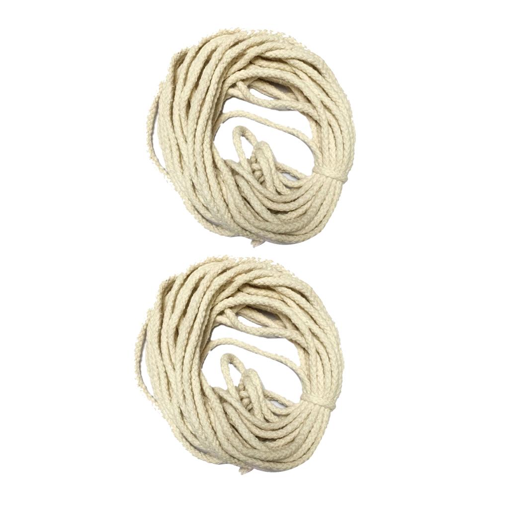 2 Pieces 10 Meters DIY Braided Pure Cotton Rope Cord String for Clothing 5mm