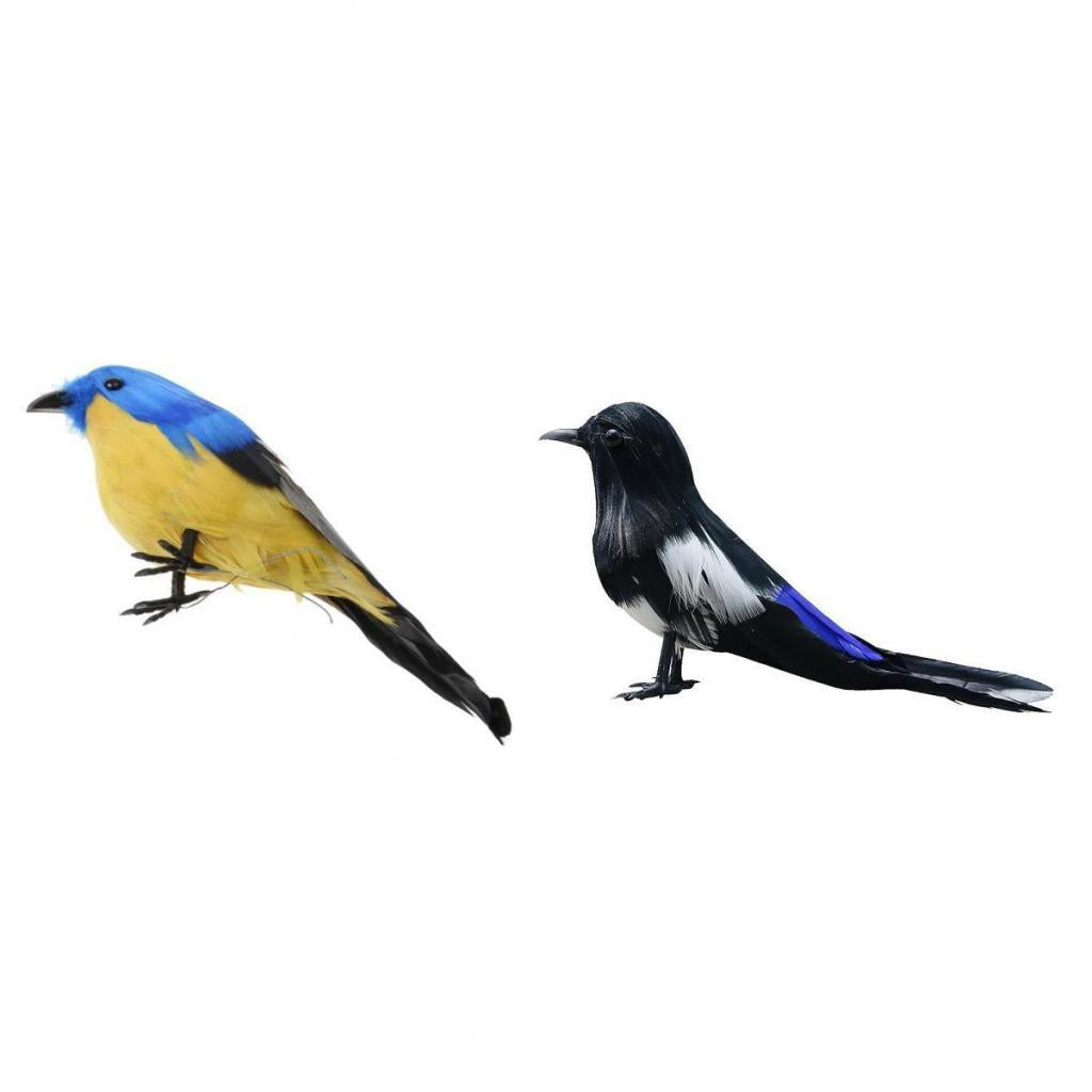 Artificial Magpie+Small Bird Feathered Realistic Garden Home Decor Ornament