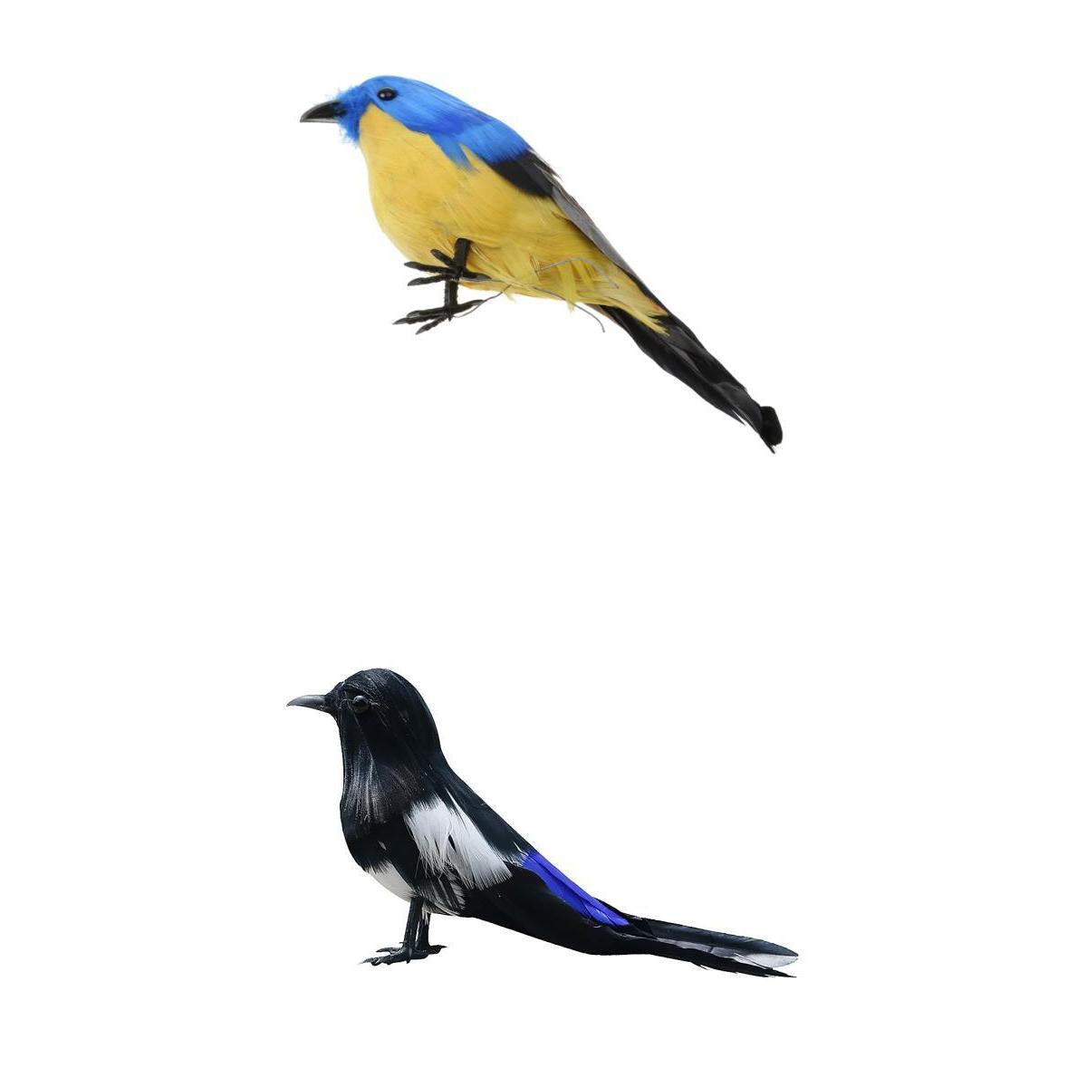 Artificial Magpie+Small Bird Feathered Realistic Garden Home Decor Ornament