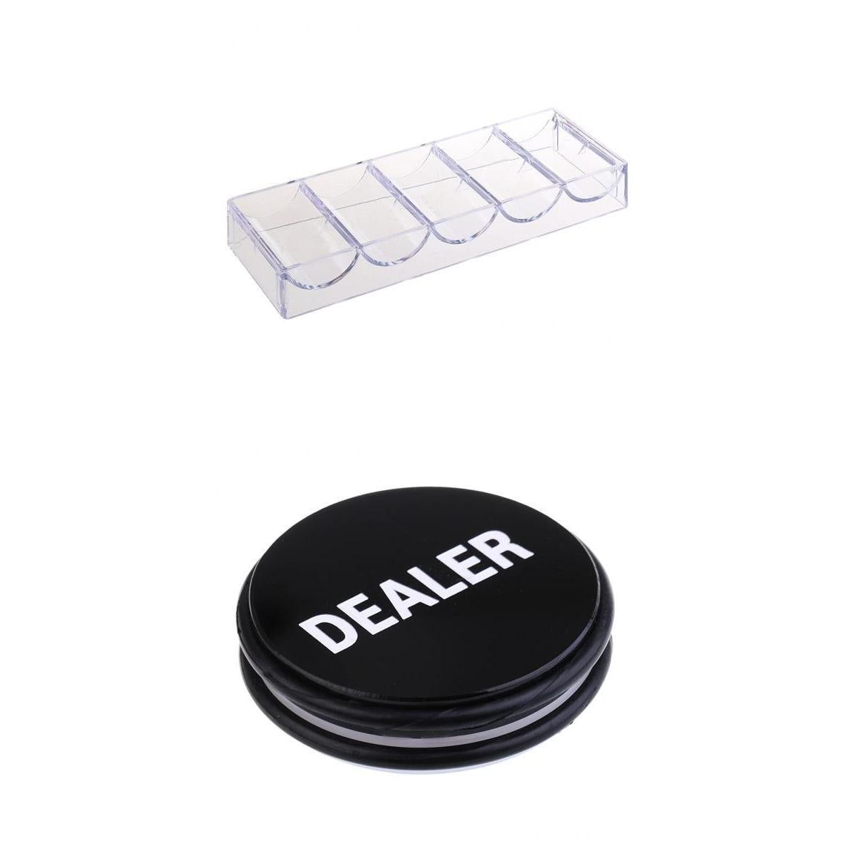 Acrylic Poker Chips Storage Tray 100 Chips + Double Sided Dealer Button