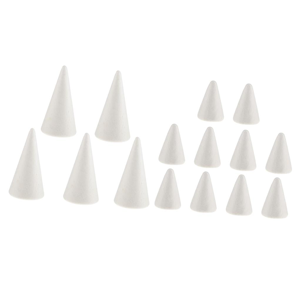 15pcs 70/100mm Cone Styrofoam Foam Ornament for Handmade DIY Modelling Craft