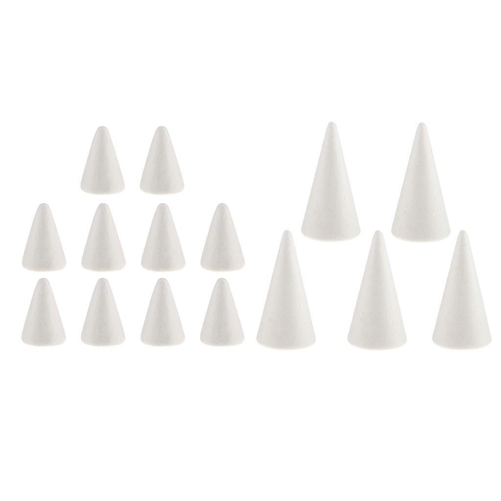 15pcs 70/100mm Cone Styrofoam Foam Ornament for Handmade DIY Modelling Craft