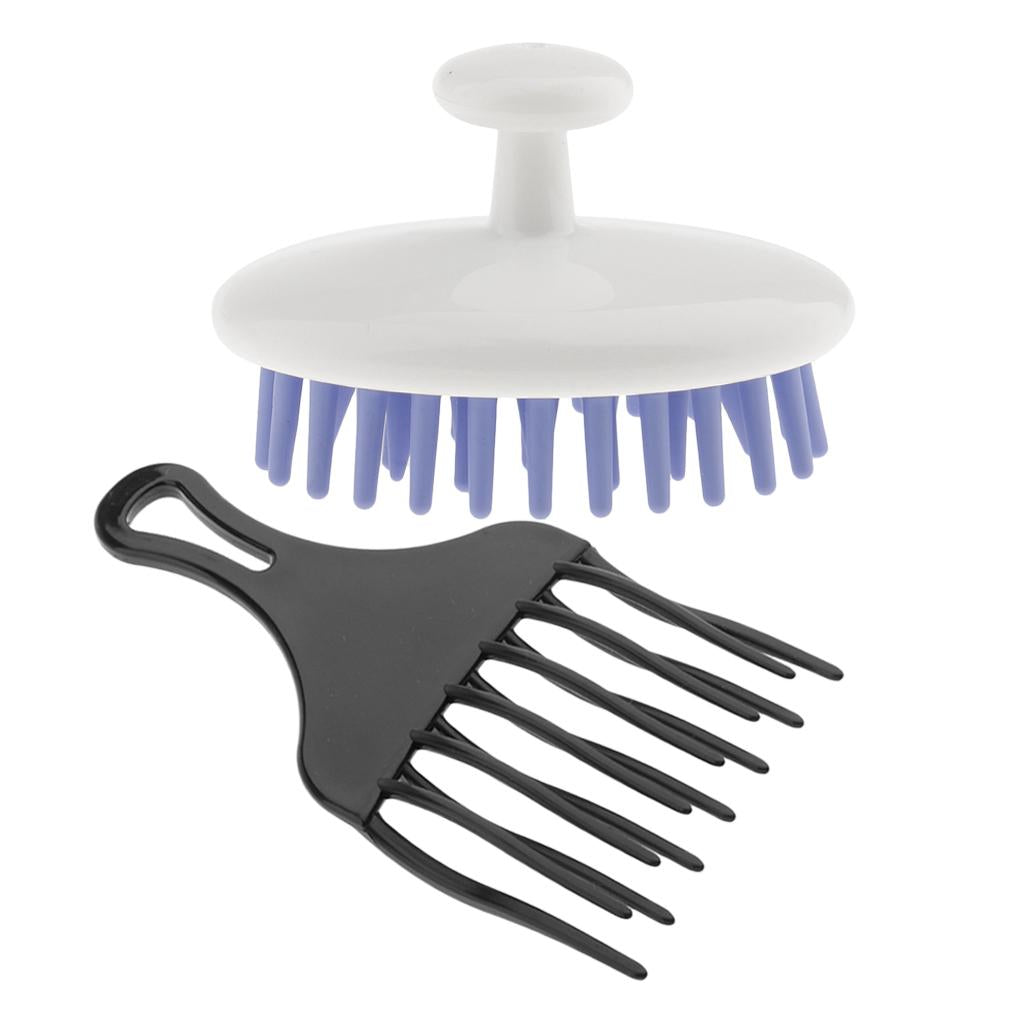 Afro Hair Pick Comb Detangle Wig Styling Lift Hairbrush+Shampoo Scalp Brush