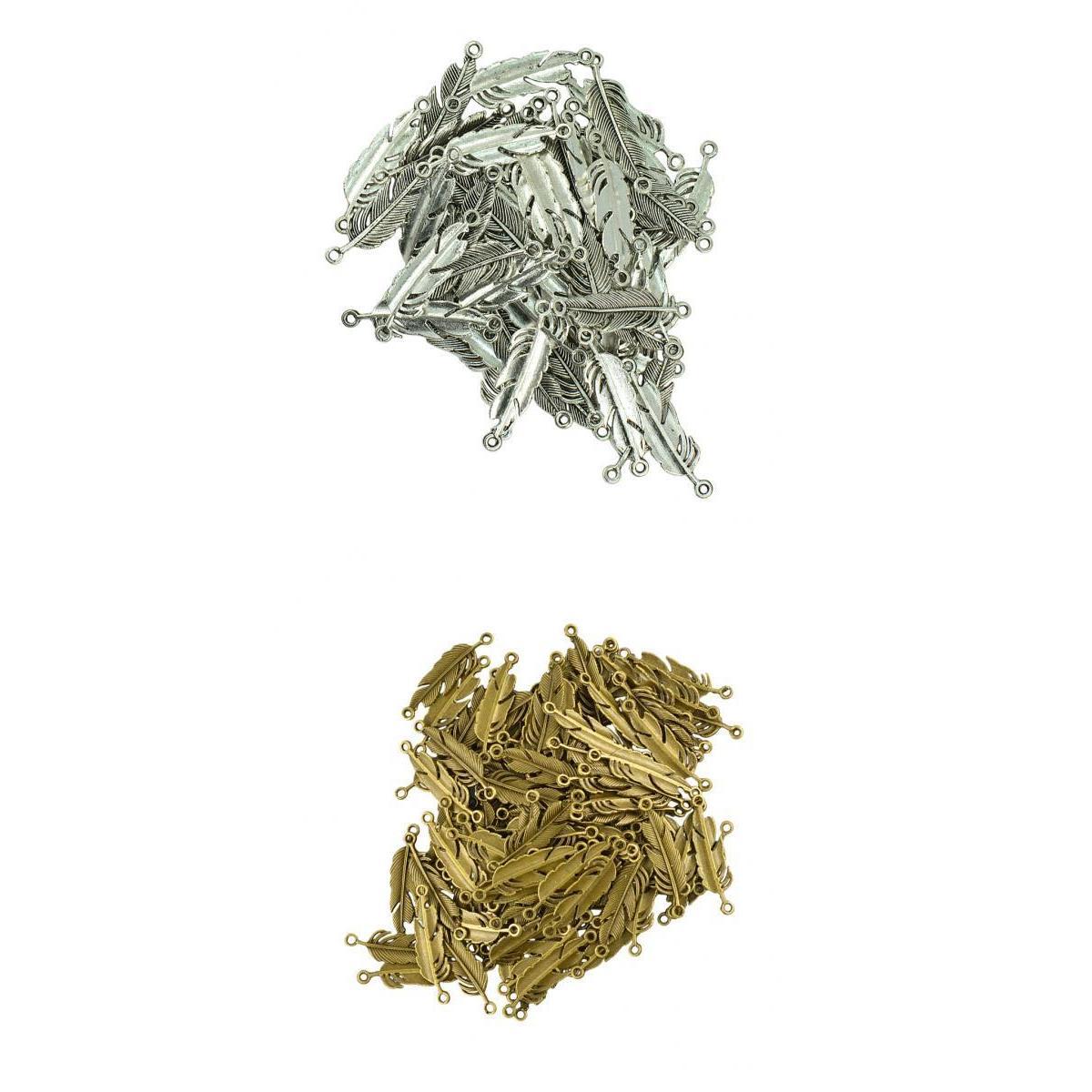 200pcs Feather Charm Pendant for Bracelet Necklace Jewelry Making Findings