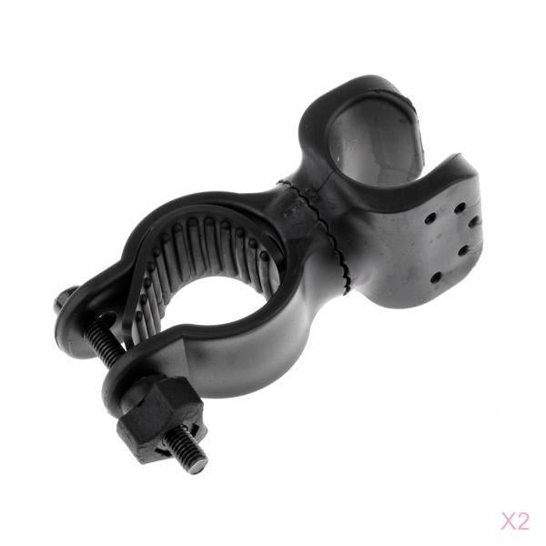 2Pcs 360 Degree Rotation Bike Cycling Flashlight Mount Holder Clamps Black