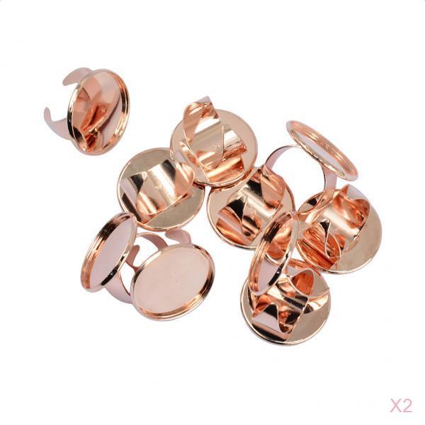 20 Pieces Rose Gold Brass DIY Empty Ring Bezel Base for 25mm Cabochon