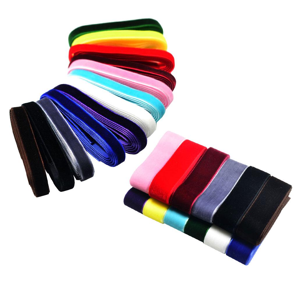 24 Pieces 1 Yard Luxury Velvet Ribbons for DIY Hair Accessories 9mm 25mm