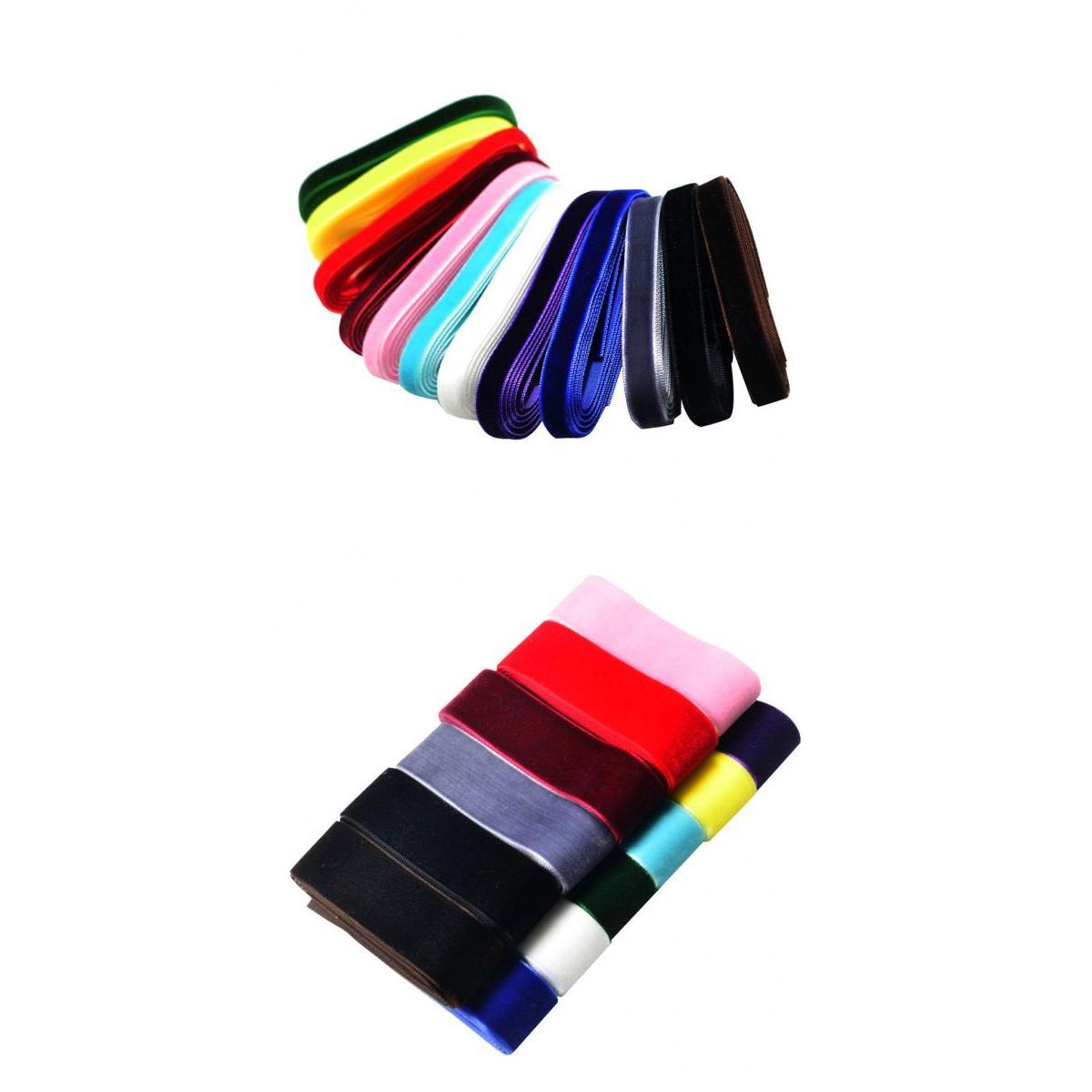 24 Pieces 1 Yard Luxury Velvet Ribbons for DIY Hair Accessories 9mm 25mm