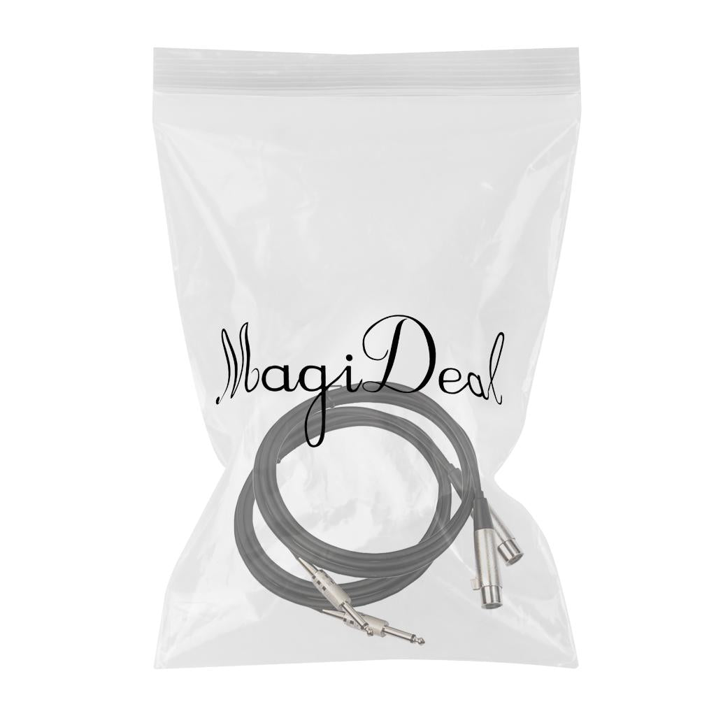 2 Pieces XLR 3Pin Female to 1/4 6.35mm Mono Male Plug Audio Mic Cable 1m