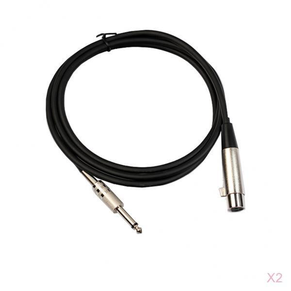 2 Pieces XLR 3Pin Female to 1/4 6.35mm Mono Male Plug Audio Mic Cable 1m