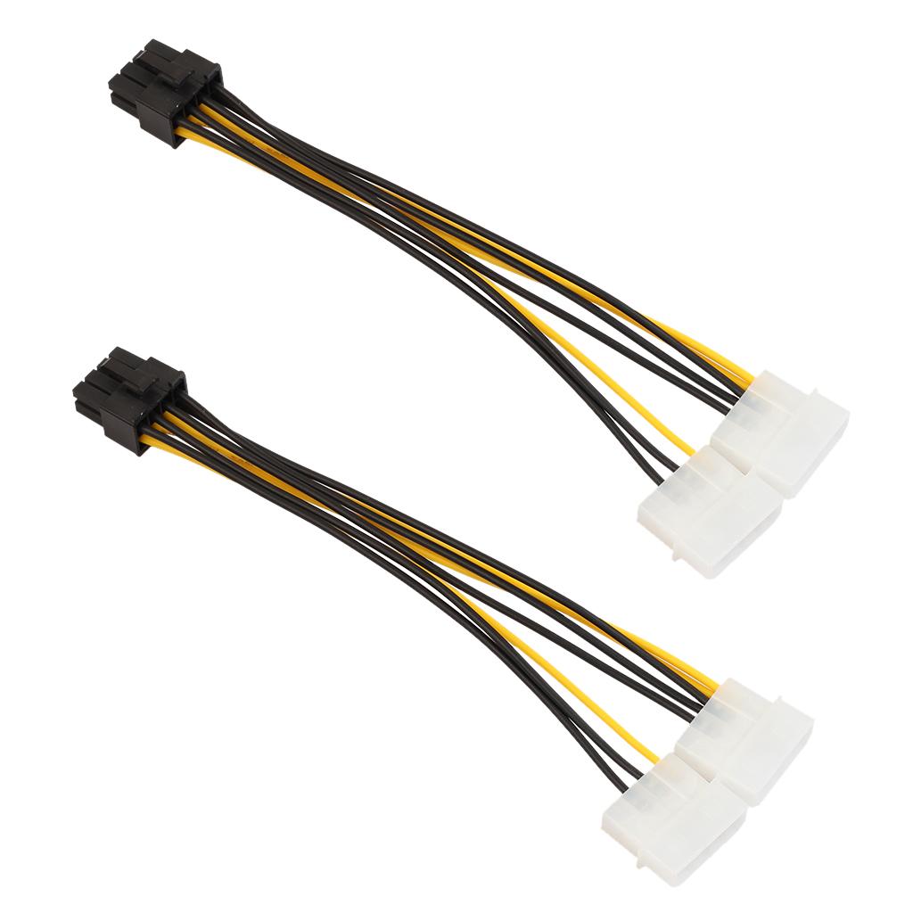 2 Pieces 8 Pin Female to Dual 4 Pin Male Graphics Card Power Cable Adapter