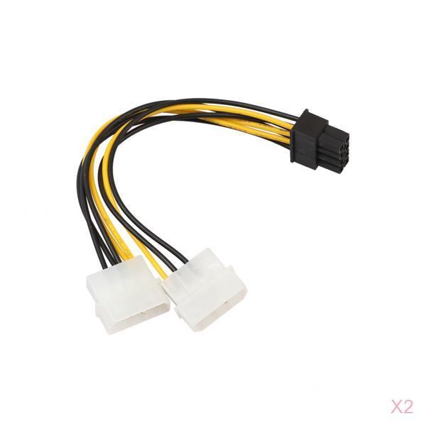 2 Pieces 8 Pin Female to Dual 4 Pin Male Graphics Card Power Cable Adapter