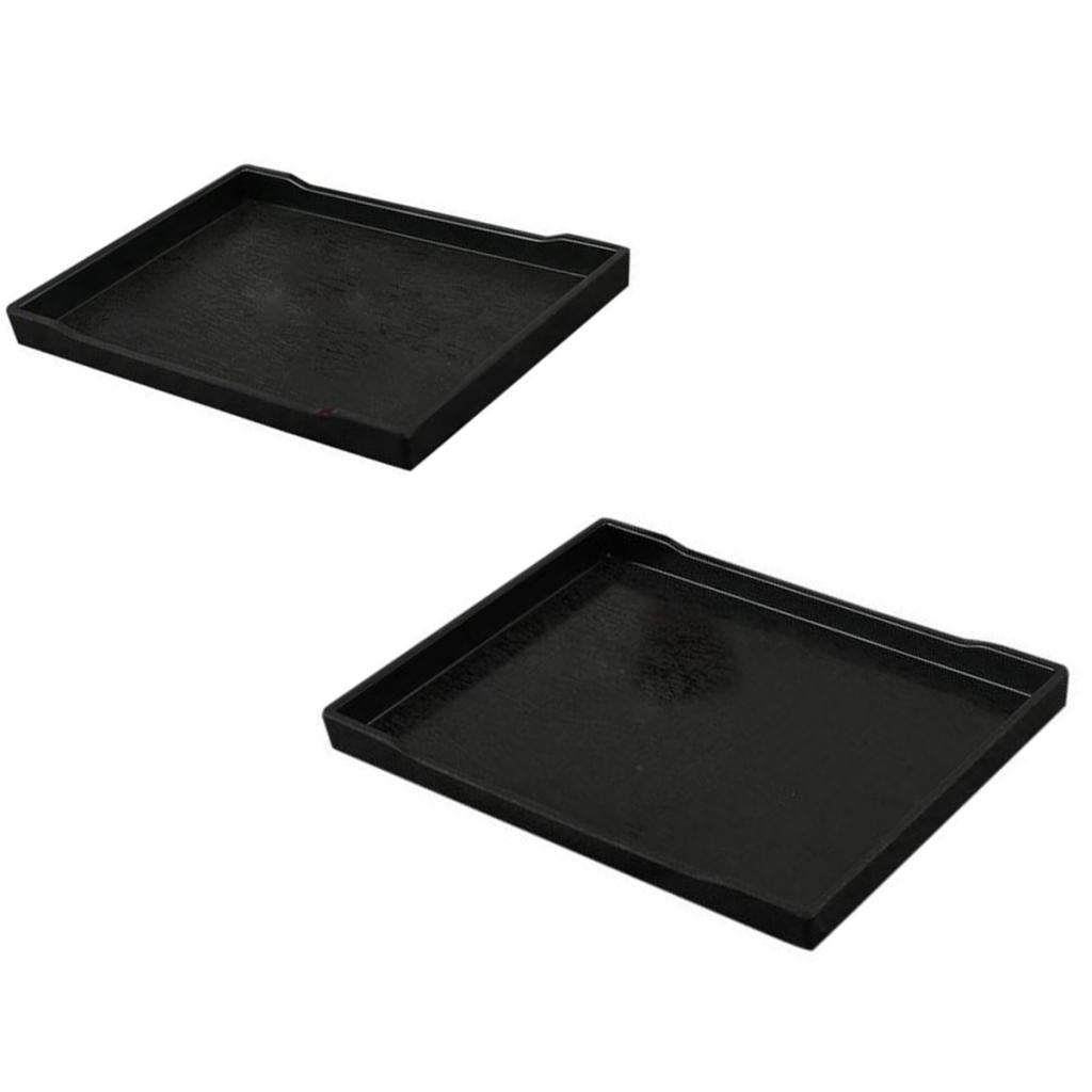 2x Melamine Hotel Serving Tray Dishes Cup Glass Cake Set Black 22.2cm 24.9cm