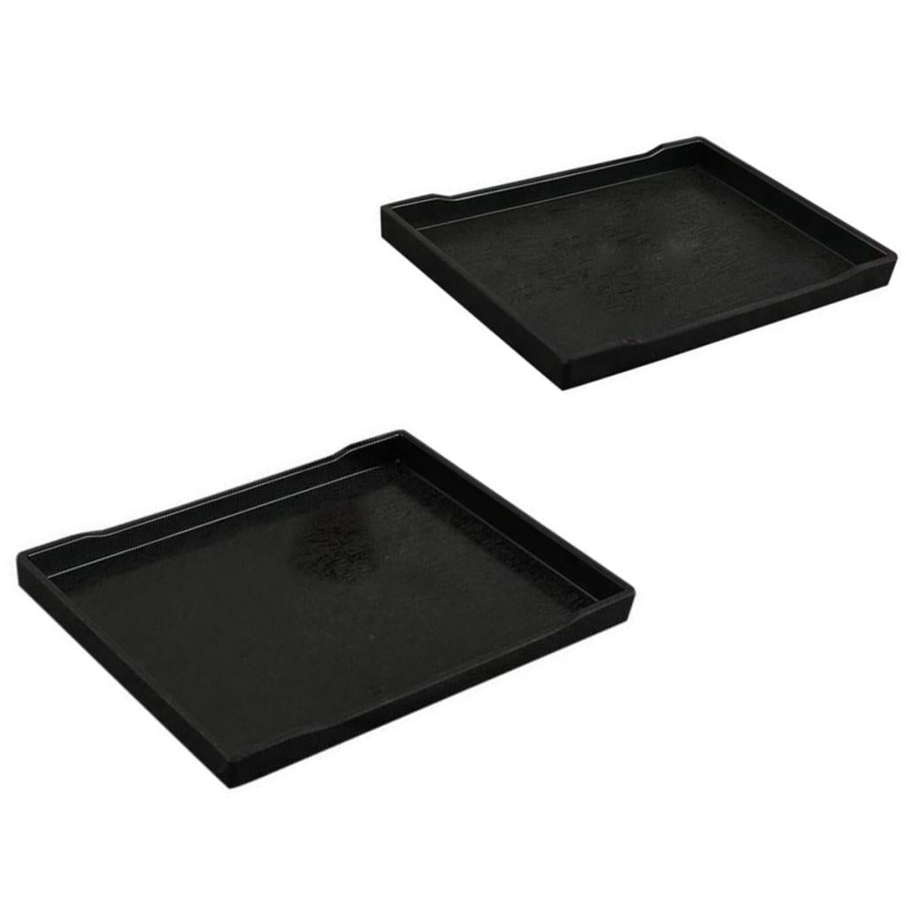 2x Melamine Hotel Serving Tray Dishes Cup Glass Cake Set Black 22.2cm 24.9cm
