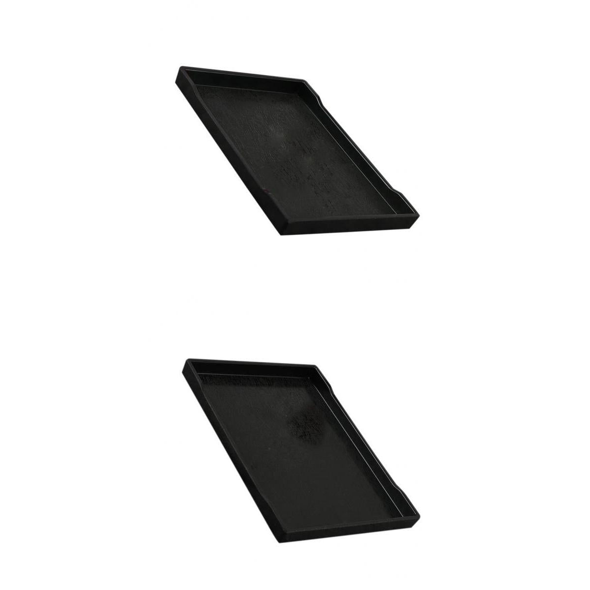 2x Melamine Hotel Serving Tray Dishes Cup Glass Cake Set Black 22.2cm 24.9cm