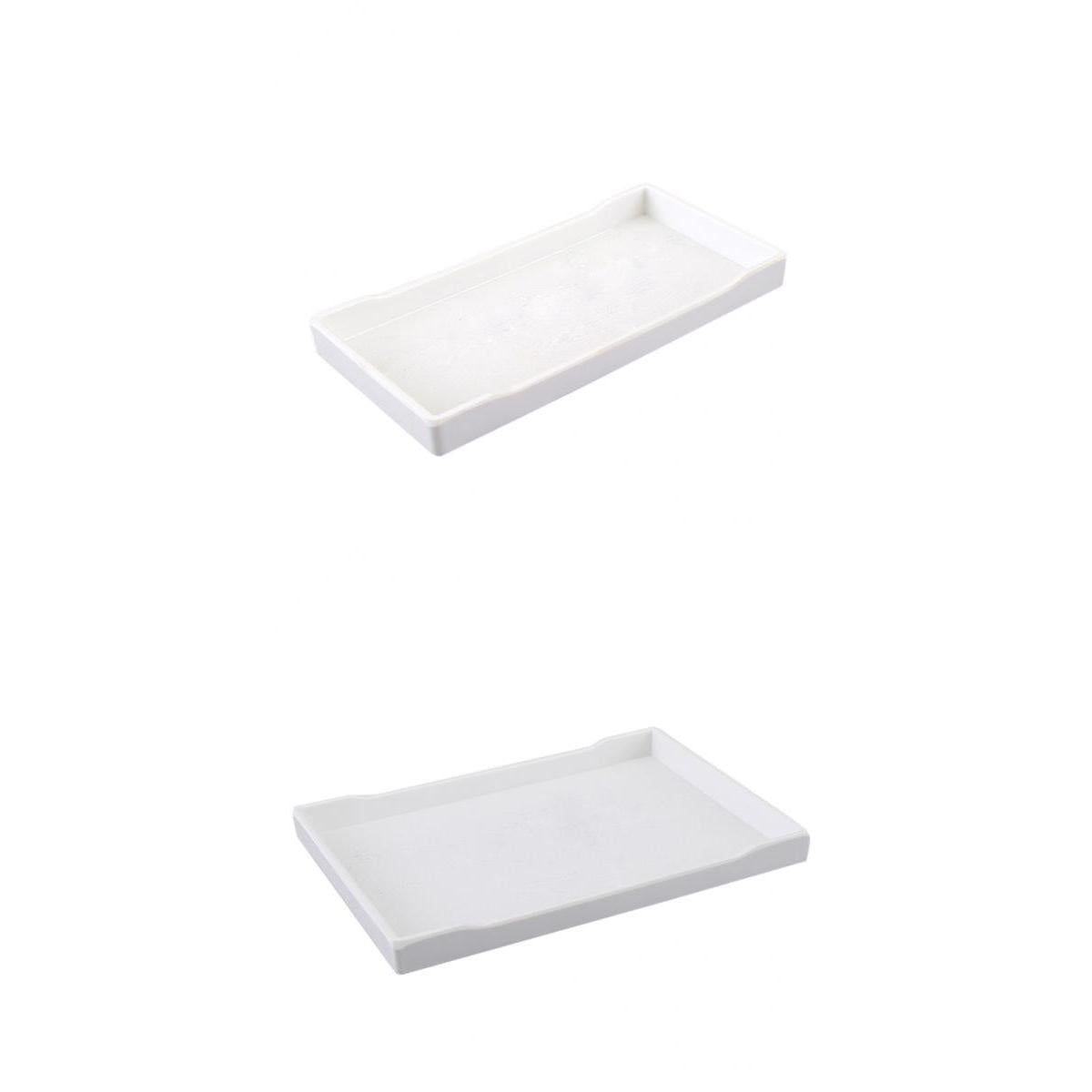 2x Melamine Hotel Serving Tray Dishes Cup Glass Cake Set White 22cm 24.9cm