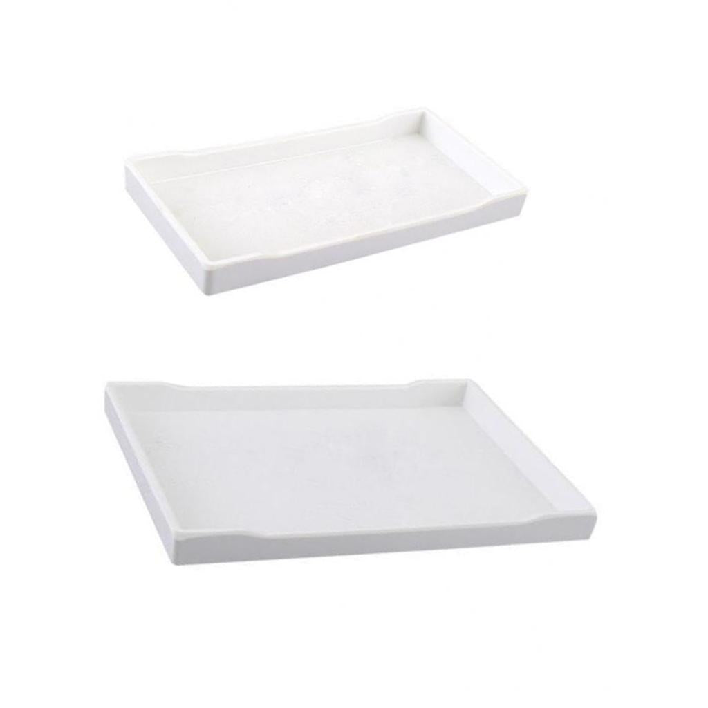 2x Melamine Hotel Serving Tray Dishes Cup Glass Cake Set White 22cm 24.9cm