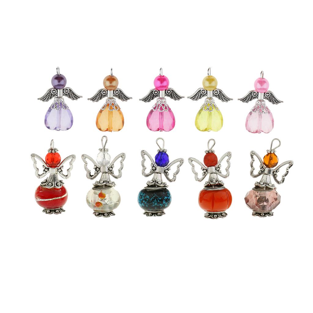 10pcs Assorted Acrylic Angel Wings Charms Pendant for DIY Jewelry Making