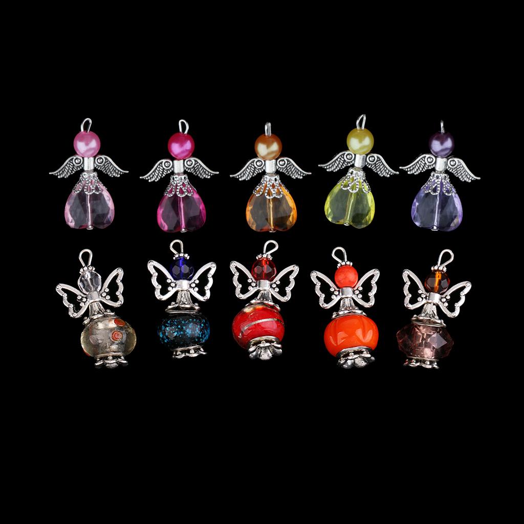 10pcs Assorted Acrylic Angel Wings Charms Pendant for DIY Jewelry Making
