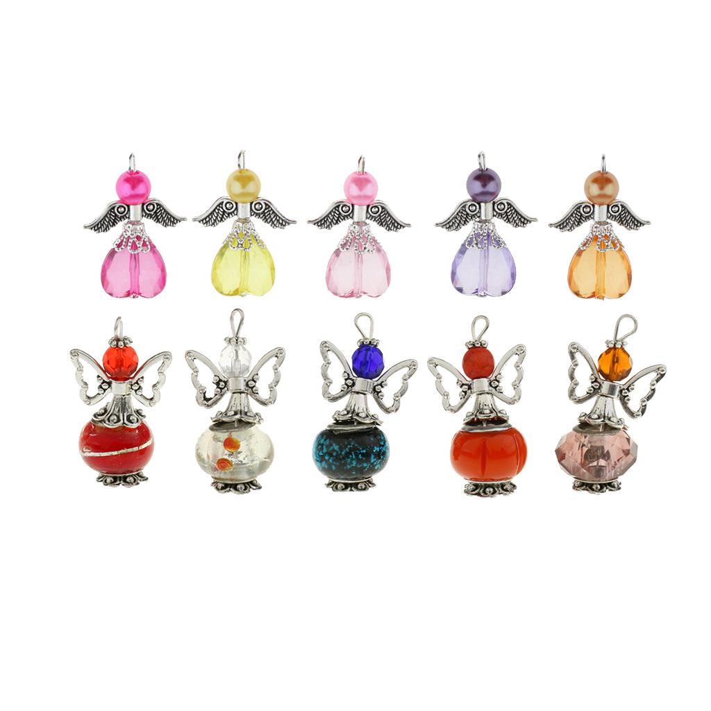 10pcs Assorted Acrylic Angel Wings Charms Pendant for DIY Jewelry Making