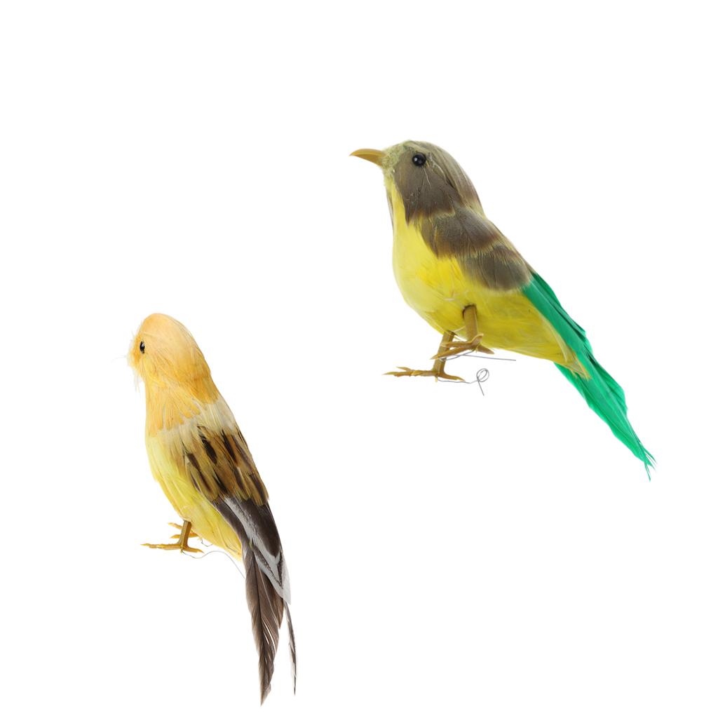 Artificial Small Bird Realistic ORNAMENTS Feather Taxidermy Tree Decor
