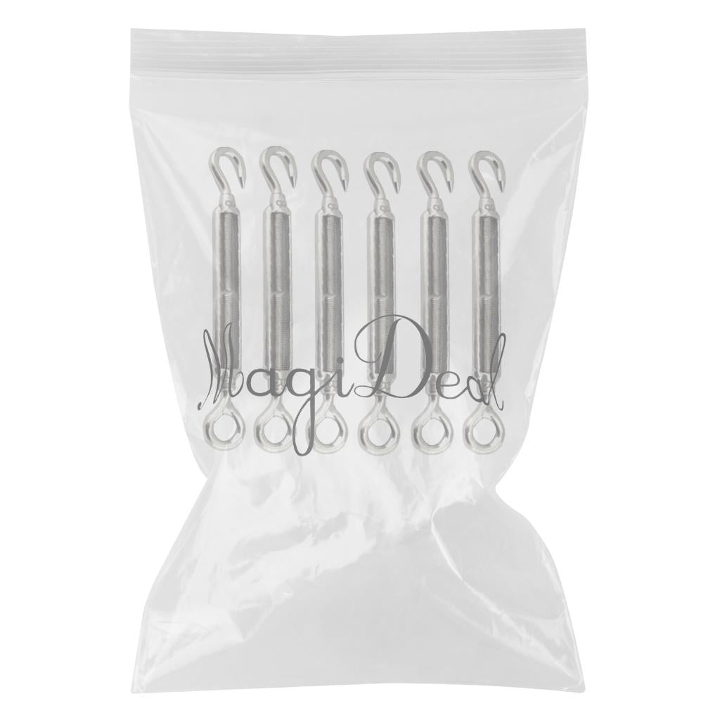 6 Pieces Stainless Steel Hook Eye Turnbuckle Wire Rope Tension Turnbuckle
