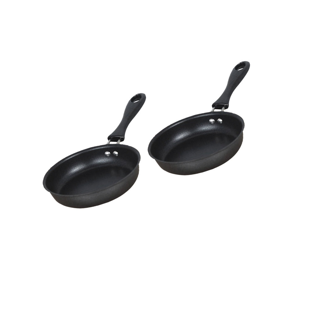 2 Pieces 12cm Mini Non-stick Round Frying Pan Egg Pan Iron Coating Cookware