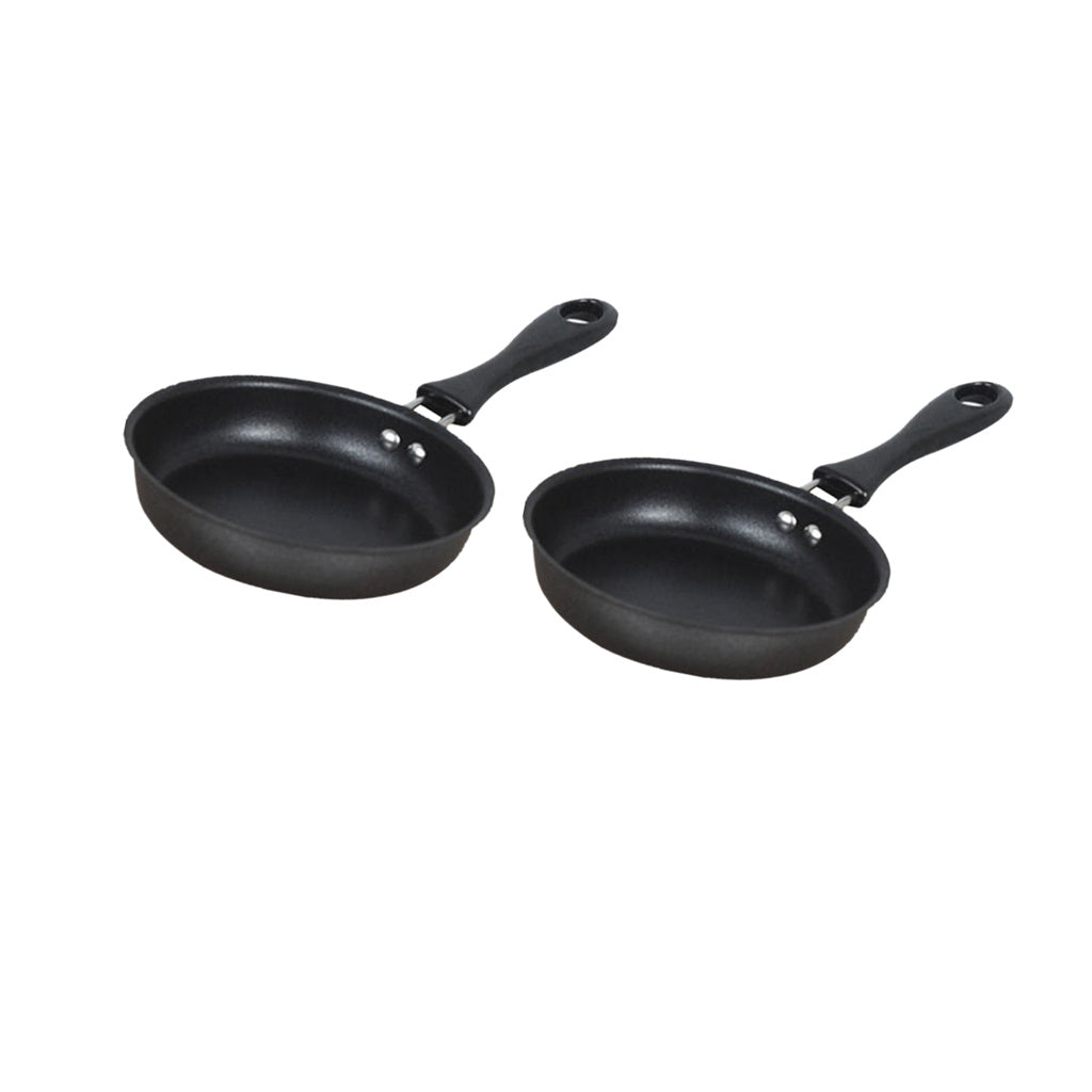 2 Pieces 12cm Mini Non-stick Round Frying Pan Egg Pan Iron Coating Cookware