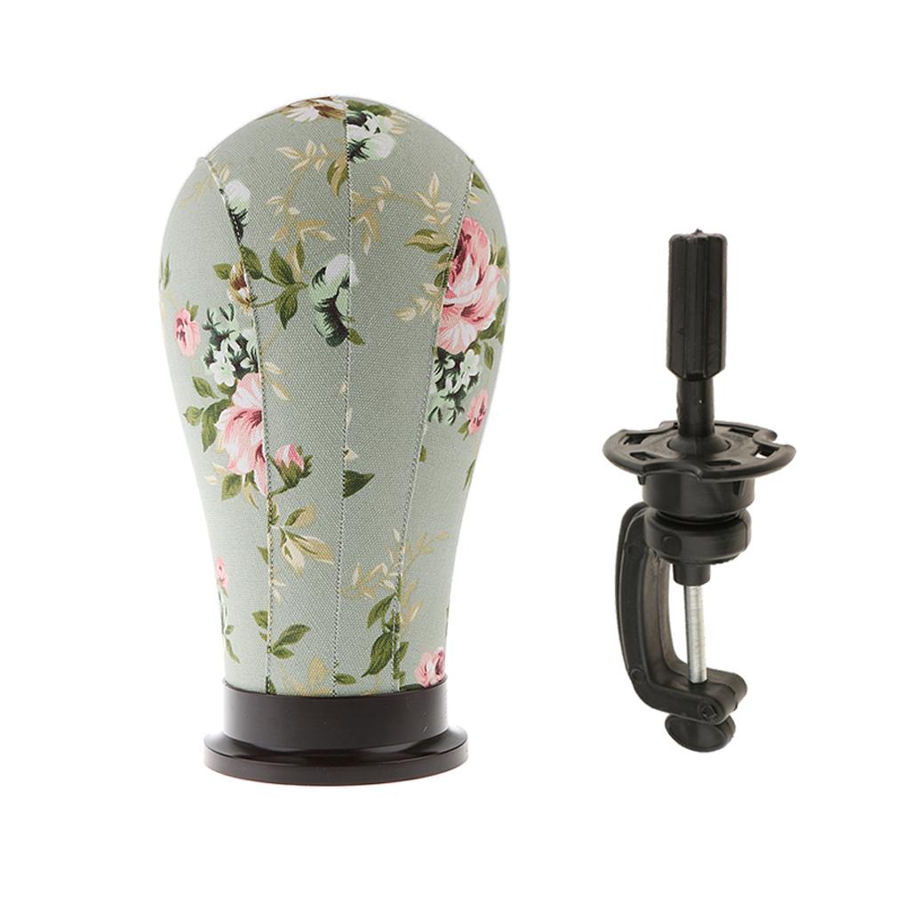 Canvas Cork Block Mannequin + Table Clamp Head Wig Making Hat Display 21 in