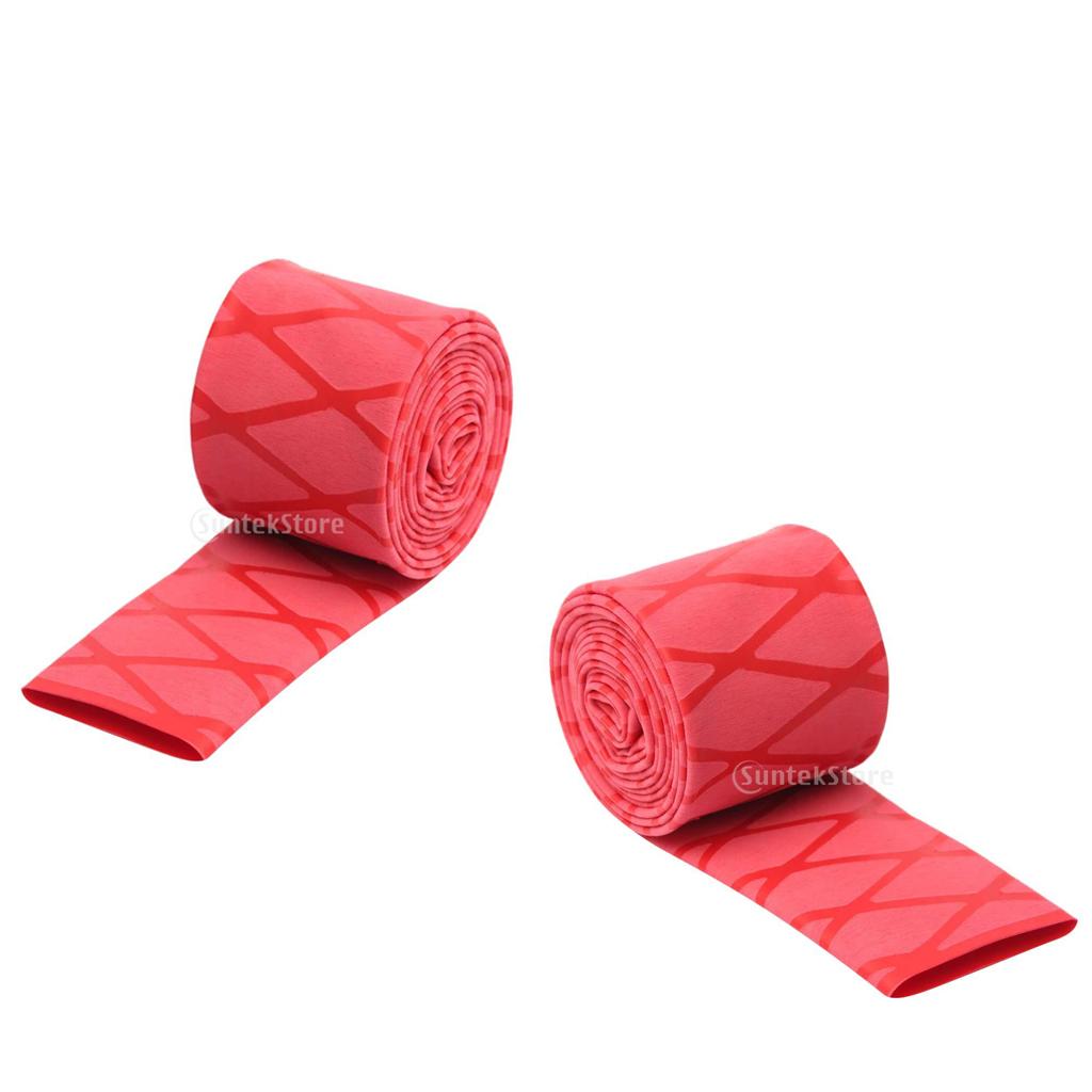 2pcs Non-Slip Heat Shrink Tubing Grip Fishing Rod Racket Handle Sleeves Red