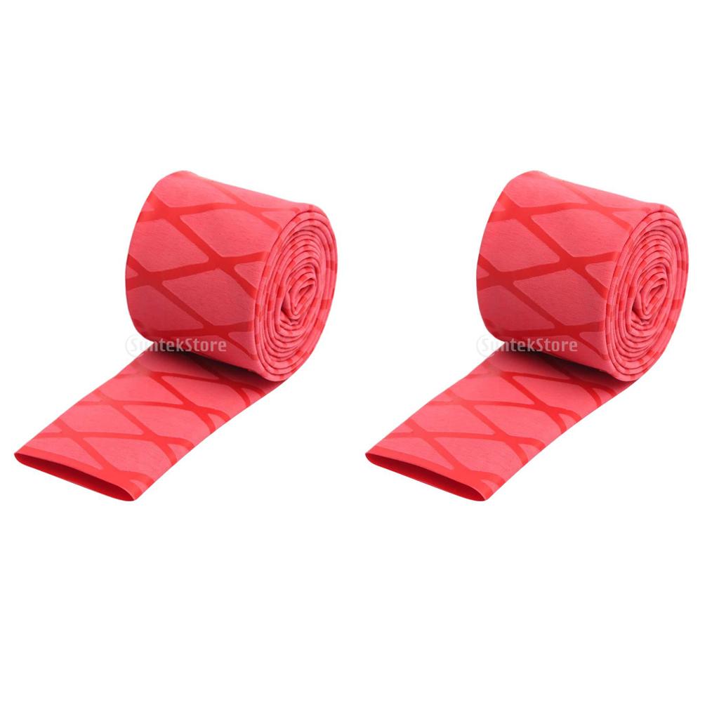 2pcs Non-Slip Heat Shrink Tubing Grip Fishing Rod Racket Handle Sleeves Red