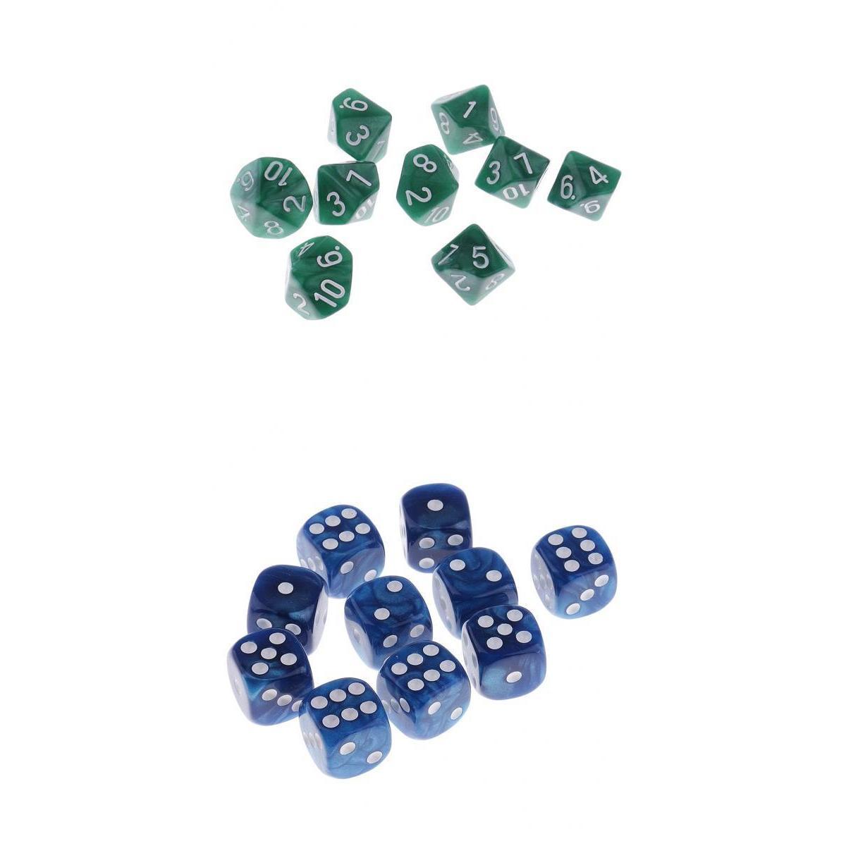 20 Pieces Plastic Spot Digital Dice D6 D10 for Party Bar Game Accessory