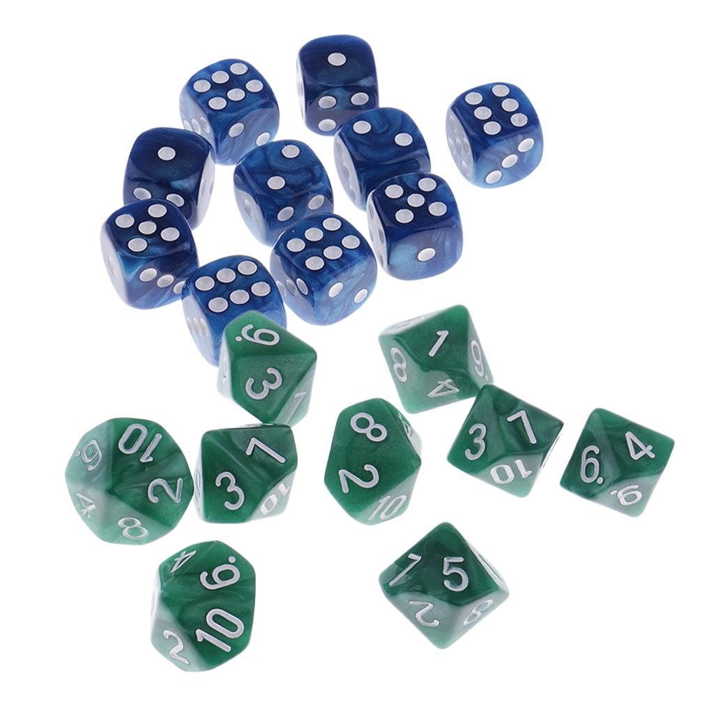 20 Pieces Plastic Spot Digital Dice D6 D10 for Party Bar Game Accessory