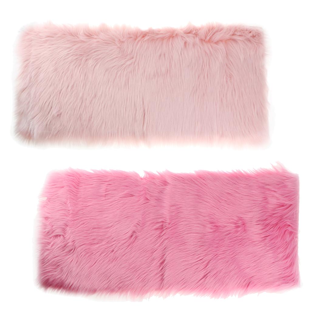 2Pcs 40x90cm Artificial Wool Rug Floor Carpet Mat Chair Seat Cushion
