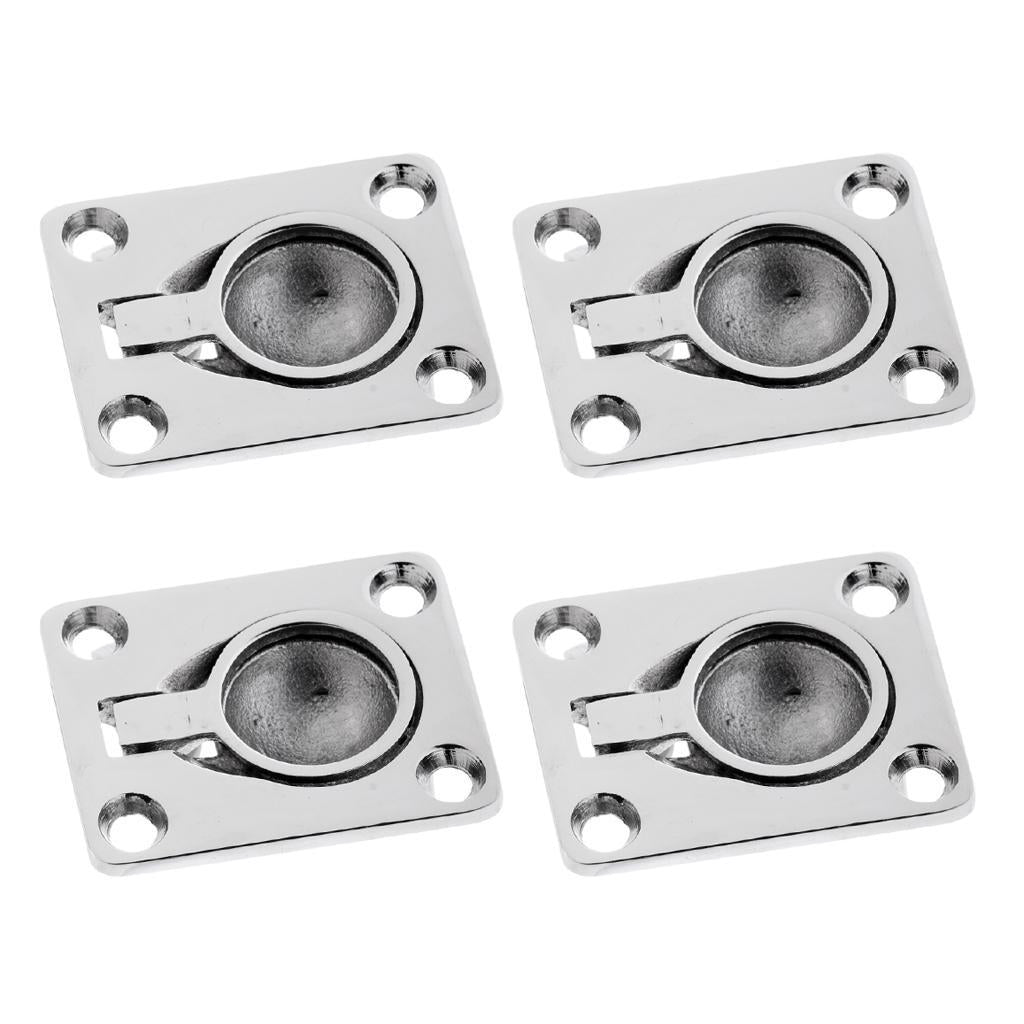 4 Pieces Stainless Steel Flush Pull Lift Ring Handle for Boat Hatch Locker