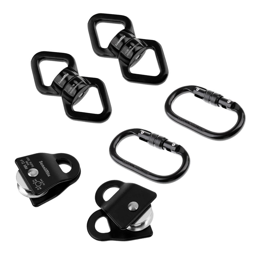 Climbing Aerial Dance 2 Swivel Rope Connector with 2 Pulley and 2 Carabiner